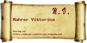 Mahrer Viktorina névjegykártya